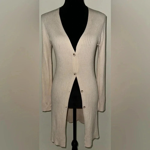 Becool Long Ribbed Cardigan Sweater Sz M - Picture 4 of 8
